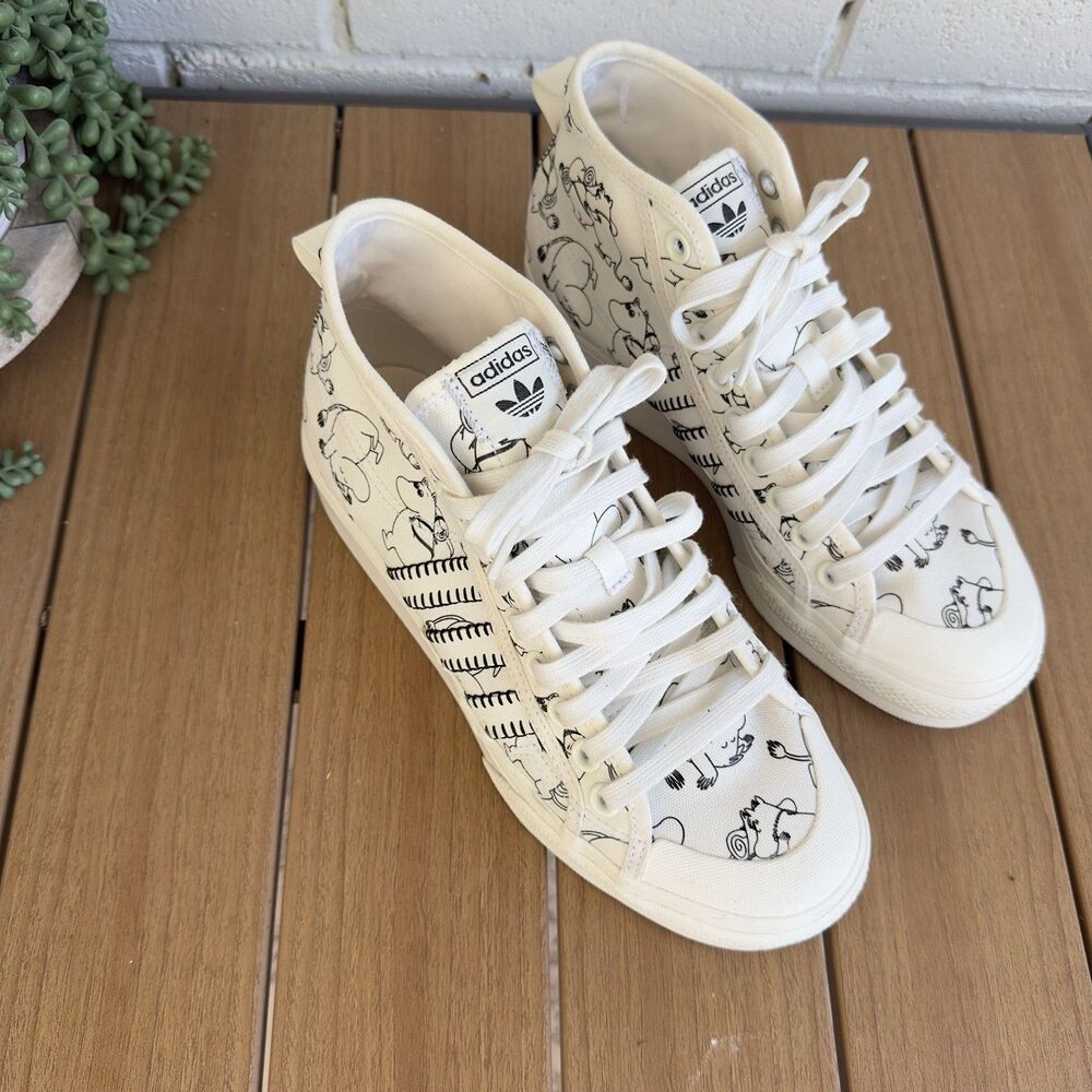 adidas x Moomin Nizza Platform Mid Womens 8.5 White Canvas High Top Sneakers
